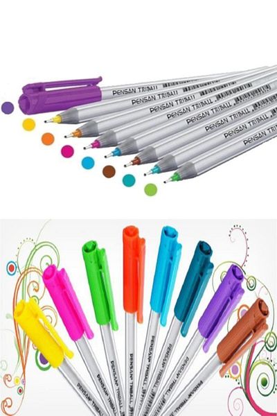 Pensan Triball Ballpoint Pen Colorful 8 Pack Vacuum Bag