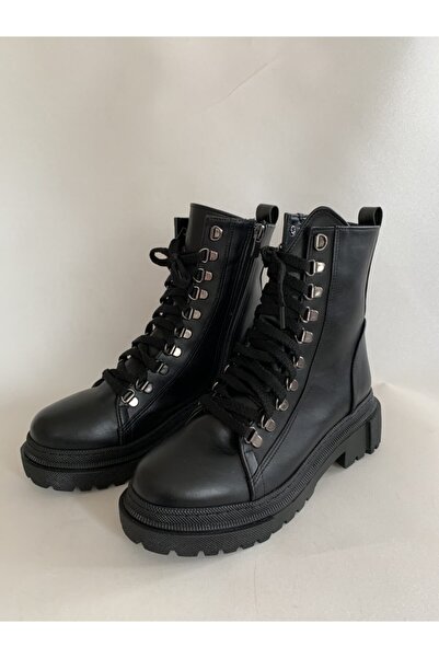 goodbye Kadın Siyah Suni Deri Postal