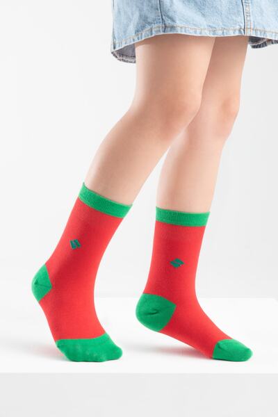 Bonny Silver Girl's Red Green Silver Odor-Free Socks