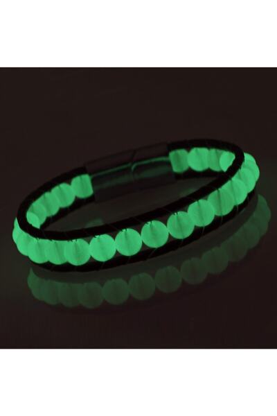 REGGENTE Neon Highlighter Black Genuine Leather Steel Bracelet