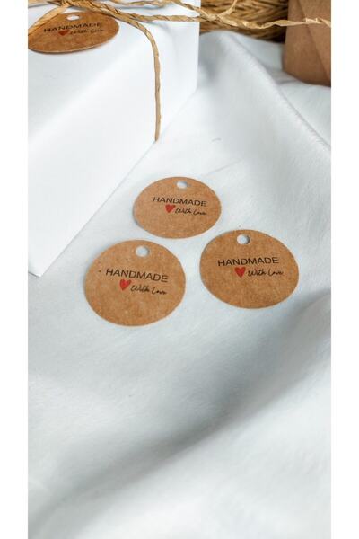 Çikoleyt Design Kraft Handmade Perforated Label 4 x 4 cm 50 Pieces