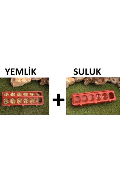 Asenya 1 Adet Civciv Yemliği + 1 Adet Civciv Suluğu 2' Li Set Bıldırcın Keklik Kuş Yemlik Suluk