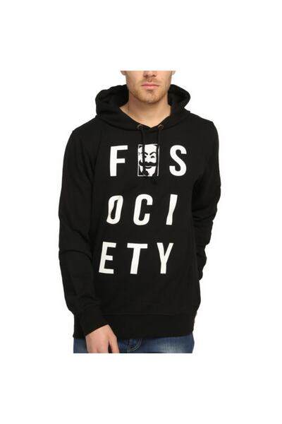 - Mr. Robot Siyah Kapüşonlu Erkek Sweatshirt Hoodie
