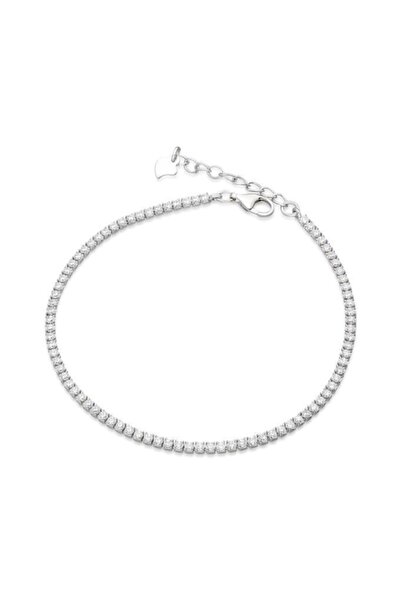 Aykat Su Yolu Gümüş Bileklik Zirkon Taşlı Ince Kadın Bilekliği 925 Ayar Blk-316