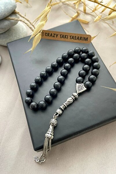 CRAZY TAKI TASARIM 8 ملم شونغيت (شونجيت) حجر طبيعي 33 قطعة سبحة صلاة