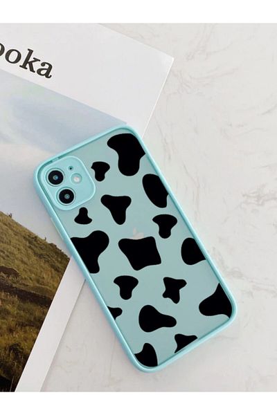 mooodcase حافظة هاتف فاخرة بنمط البقرة مع حماية لعدسة الكاميرا باللون الأخضر المائي المتوافقة مع هاتف iPhone 11