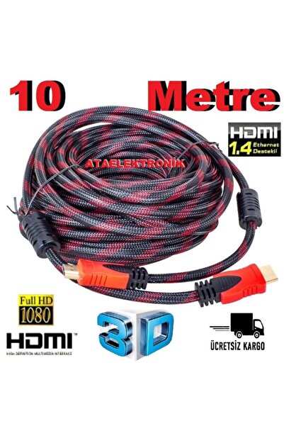 ATAELEKTRONİK كابل HDMI 10 متر فائق الدقة ثلاثي الأبعاد 4K كامل الوضوح للكمبي...