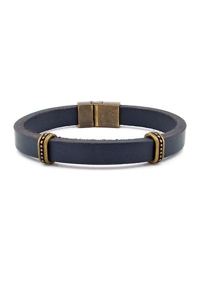 Solfera Thick Genuine Leather Antique Yellow Magnet Men's Bracelet M017b