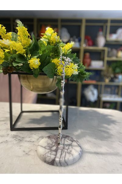 mar&more Lilac Marble Coral Figured Towel Holder - Silver Color