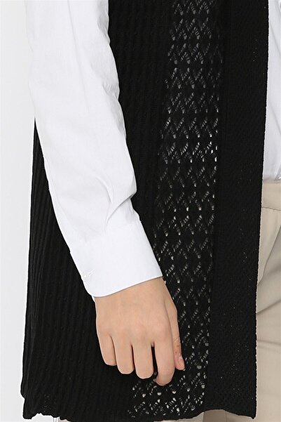 Uludağ Triko Чорний круазе комір Мерсеризований жіночий жилет