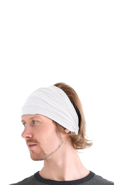 michaeller Λευκό βαμβακερό αλεξίπτωτο Bandana - Απλό μονόχρωμο, ελαστικό ύφασμα