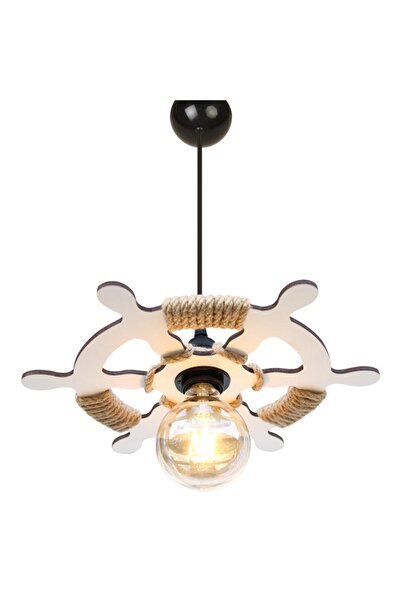 Morvizyon Tekli Dümen Temalı Ahşap Avize M311