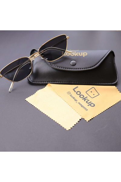 LOOKUP Unisex Gray Glass Metal Frame Cateye Women Men's Sunglasses
