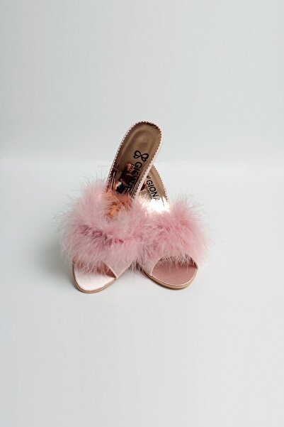 GIONA Γυναικείες νυφικές παντόφλες με λεπτή μέση ροζ Giona