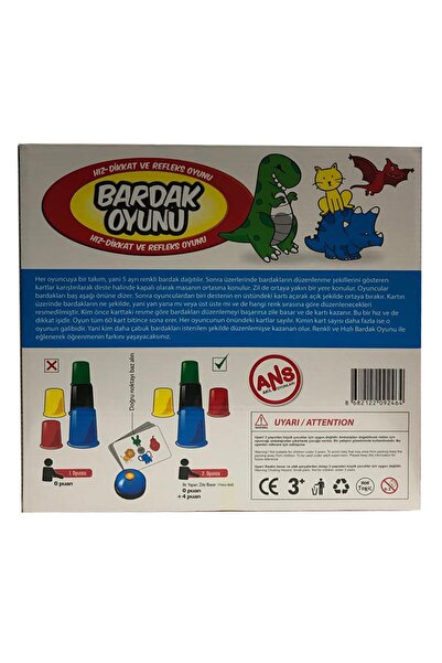 ANS TOYS Akıl Oyunları Bardak Oyunu Renkli Ve Hızlı Bardaklar Elif
