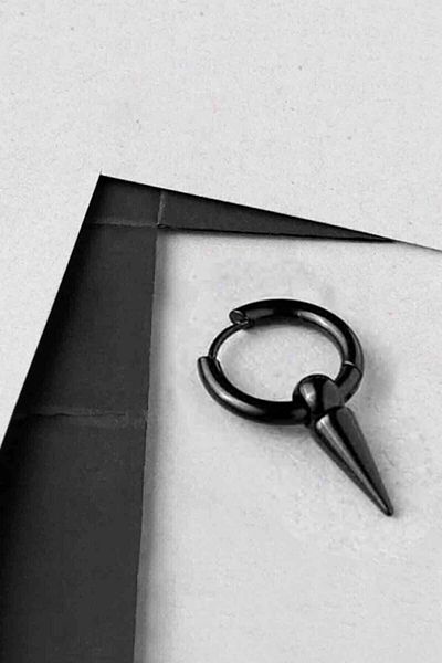 The Collection Unisex Black Spearhead Steel Earrings