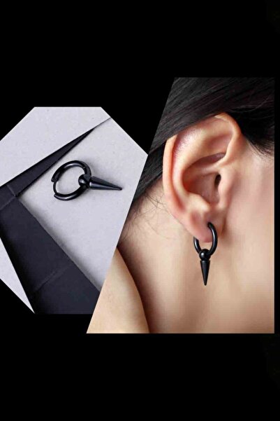 The Collection Unisex Black Spearhead Steel Earrings