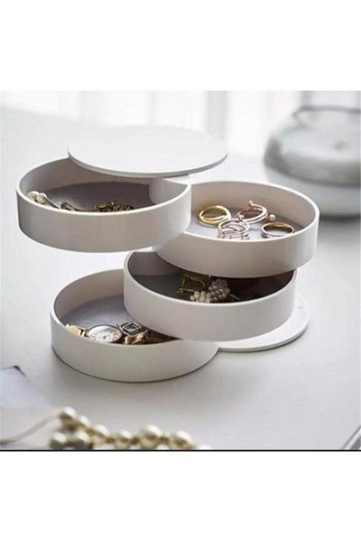 Yıldızhome Four Compartment Stylish Designed Jewelry Makeup Accessory Necklace Ring Button Box