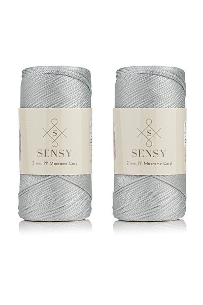 SENSY Premium 400 gr Polyester Macrame Thread 2 Mm Set of 2 Light Gray Macrame Thread Pad Bag Thread No:4
