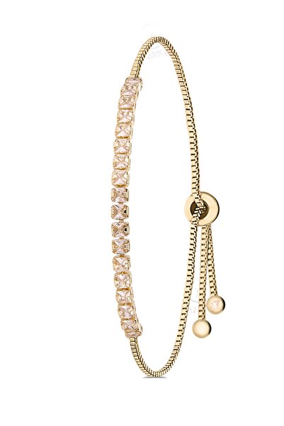 Poloair Zircon Stone Adjustable Women's Thin Baguette Waterway Bracelet Blk-M...
