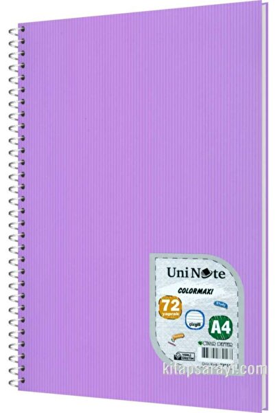 ÇINAR DEFTER Çınar Uninote Colormaxi A4 72 Yaprak Pp Kapak Spiralli Çizgili D...