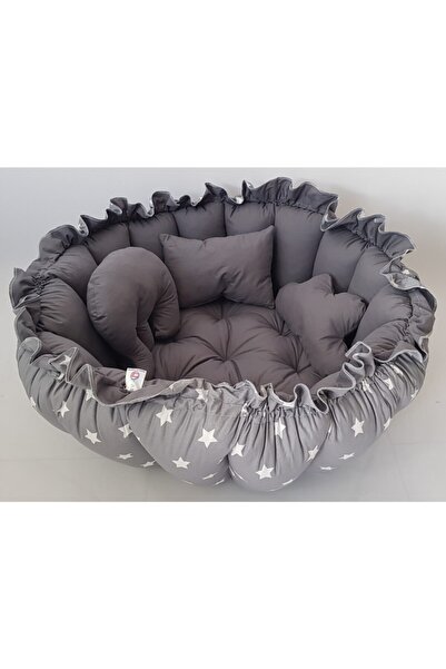Gray Star Dark Gray Round Sleeping and Play Mat