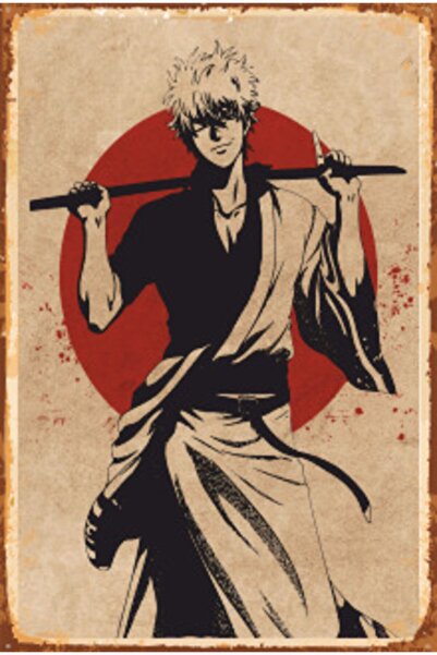 Hayat Poster Ξύλινη ρετρό αφίσα Gintama Samurai - Anime 752