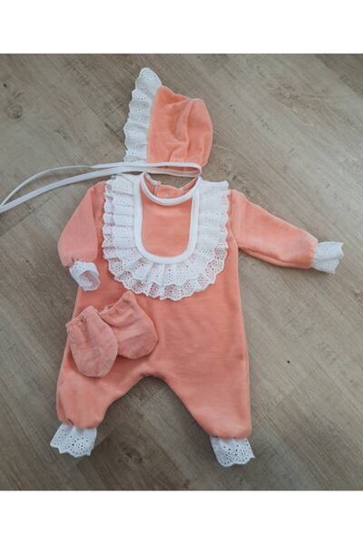 Tozpembebaby Salmon Velvet Baby Rompers