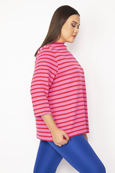 Şans Plus Size Tunic - Pink - Relaxed fit