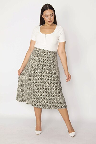 Şans Plus Size Skirt - Gray - Midi