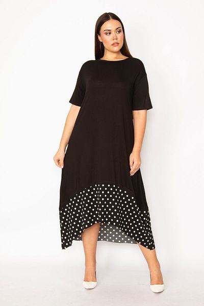 Şans Plus Size Dress - Black - Wrapover