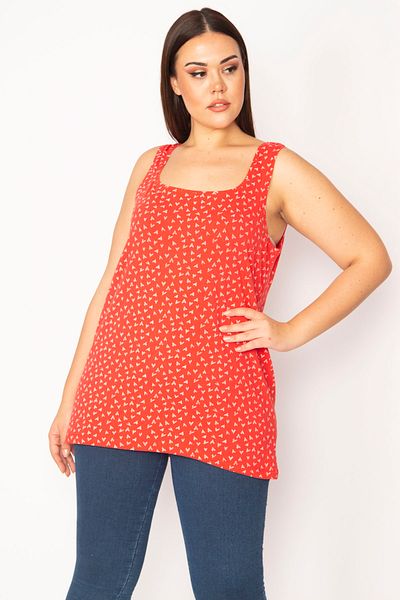 Şans Plus Size Blouse - Red - Relaxed fit