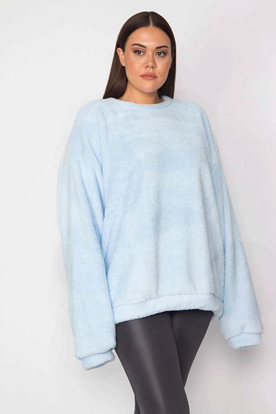Şans Plus Size Sweatshirt - Blue - Regular fit