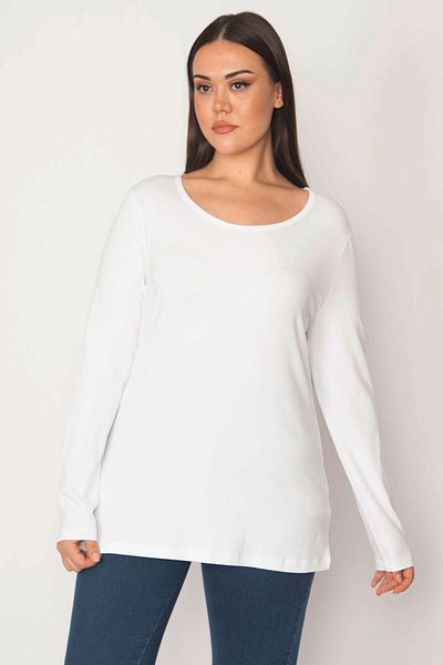 Şans Plus Size Blouse - White - Relaxed fit