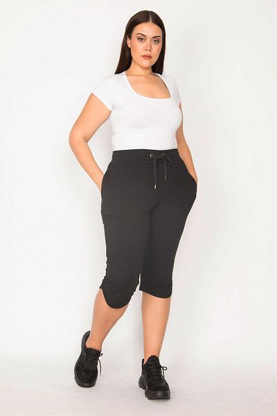Şans Plus Size Shorts & Bermuda - Black - High Waist