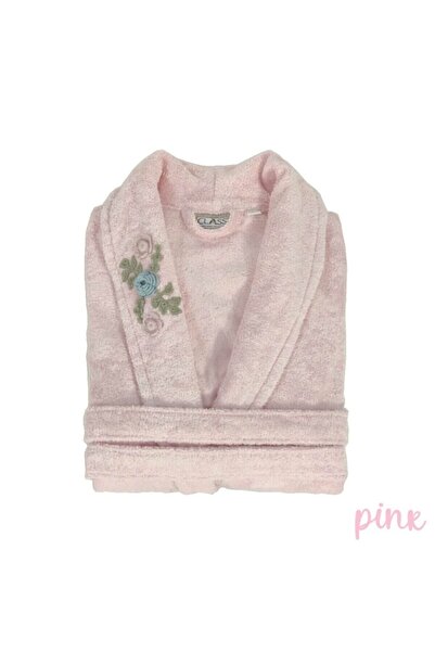 Class Pembe El Işlemesi Nakışlı Bambu Bornoz