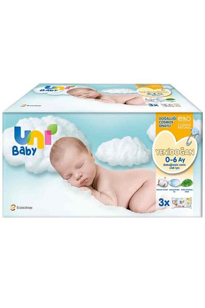 Uni Baby Newborn Wet Wipes 3 Pieces Advantage Pack