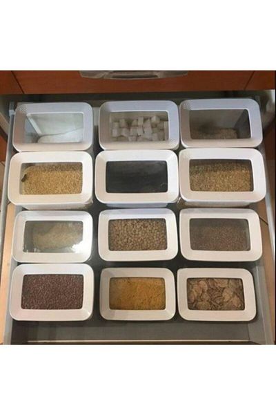 VİP AHMET Hard Plastic 8 Pieces 2200 Ml Vacuum Airtight Rectangular Storage Container