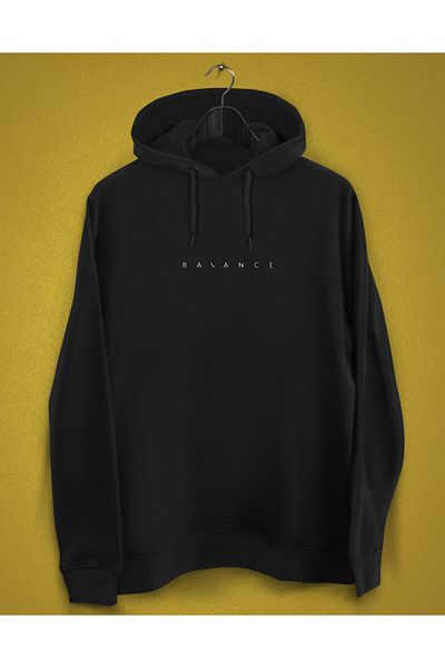 YEACHY Φούτερ με στάμπα Unisex Black Balance με κουκούλα