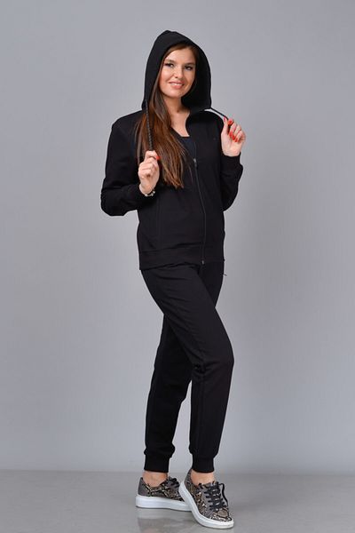 TUSSE Women's Black Classic Elastic Leg Tracksuit Set