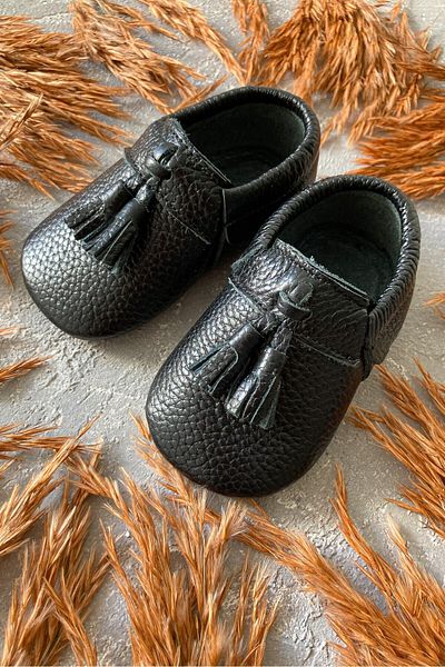Li Puna - Bony Black Genuine Leather First Step Shoes - Bony-15