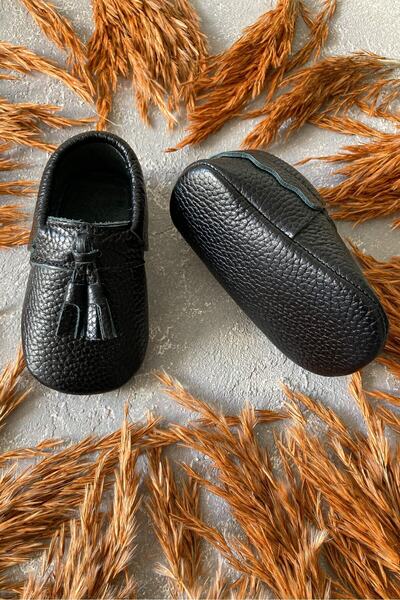 Li Puna - Bony Black Genuine Leather First Step Shoes - Bony-15