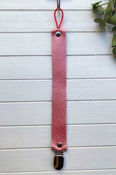 Li Puna Pomegranate Flower Leather Pacifier Strap - Pacifier Chain with Protected Metal Clip Lpemzk20