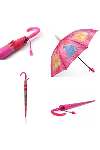 Genel Markalar Bardaklı Düdüklü Kız Çocuk Şemsiye 8 Telli Yarı Otomatik Mekan...