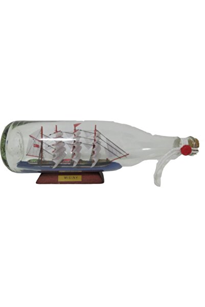 Misiny -ahşap Altlık Cam Şişe Içerisinde -27 Cm Gemi Maketi 002