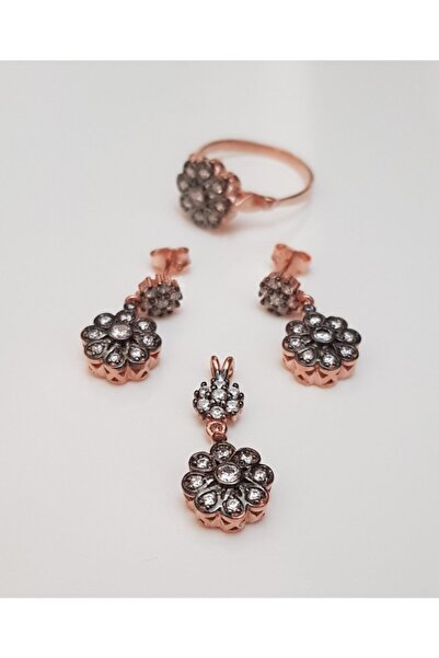 Misiny -elmas Montur Set-2 (Rose)- Yüzük Küpe Ve Kolye Ucu