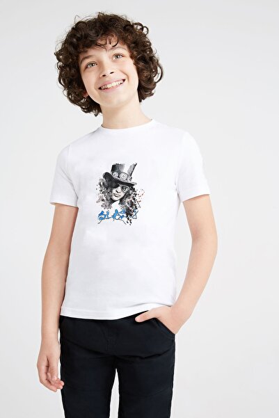 QIVI Μπλουζάκι με στάμπα αγοριού White Guns N Roses Slash Watercolor