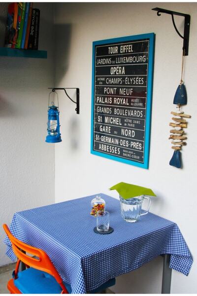 Çizgikare Față de masă cu carouri albastre