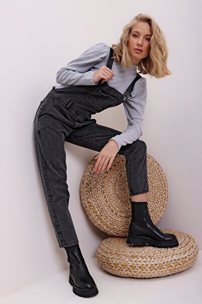 Trend Alaçatı Stili Női antracit farmer kertész Salopet DF-SL1000