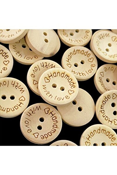 Hobice Satış Ahşap Handmade Düğme 20mm 10 Adet
